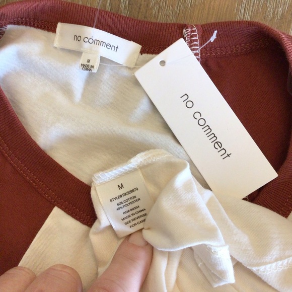 No Comment Nashville Country Music Long Sleeve Raglan Crop Top Size Medium - Picture 5 of 5